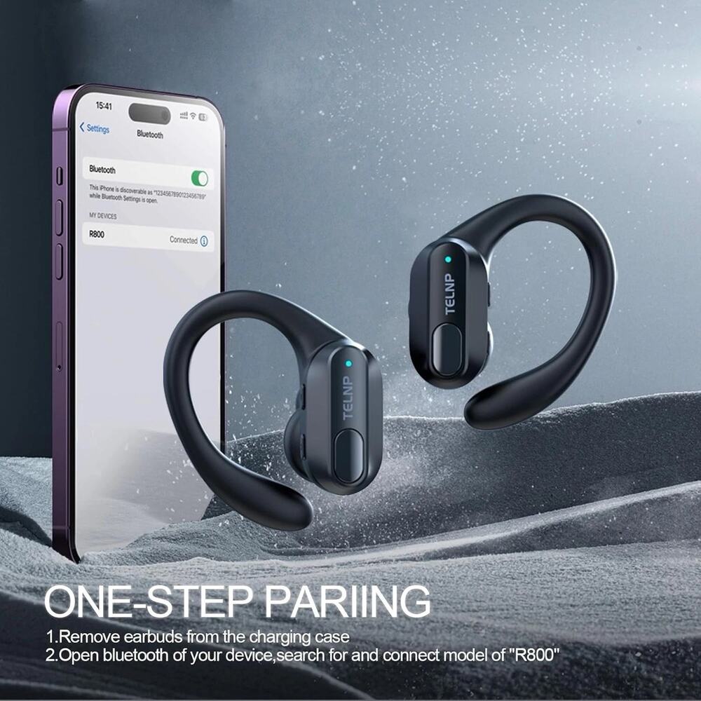Over The Ear R800 True Wireless Earbud Headphones LED Case Sports New Sealed Box - Picture 5 of 7